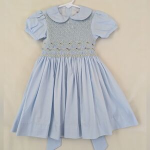 Beautiful Jeanine Johnsen Smocked Light Blue Dress ~ 12 mo
